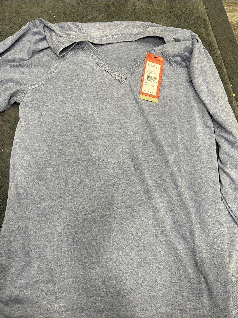 WoMen's V-Neck Long Sleeve Shirt - Light Heather Blue